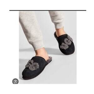 Ugg Scuff Logo Black and Gray Slippers - Men's 9